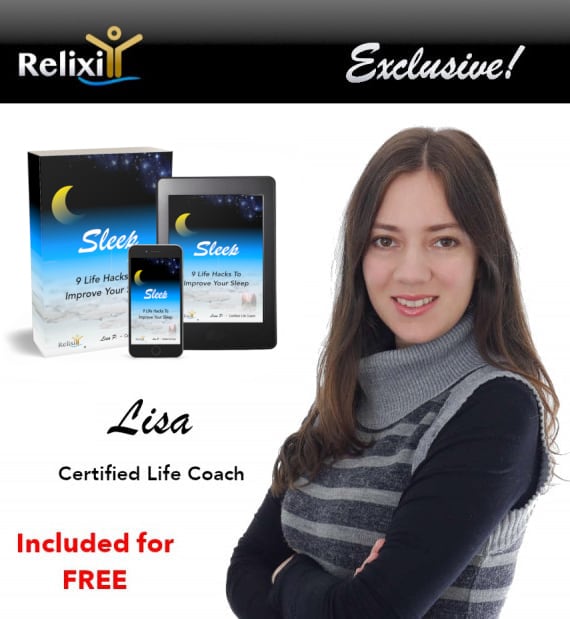 Lisa life coach with her ebook on anxiety and sleep life hacks