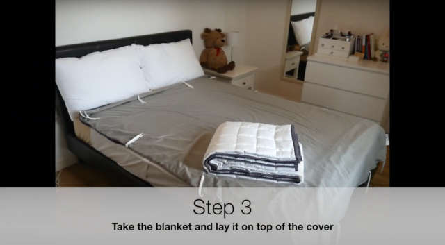 how to tie a weighted blanket cover - Step 3