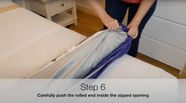 how to tie a weighted blanket cover - Step 6