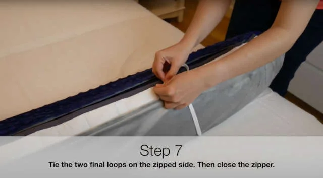 how to tie a weighted blanket cover - Step 7