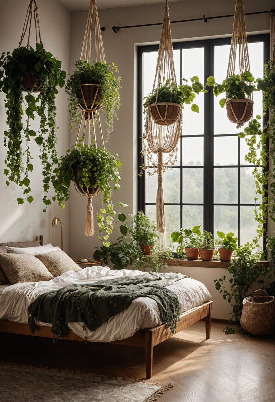 2. Boho Plant Holders with Ivy-0