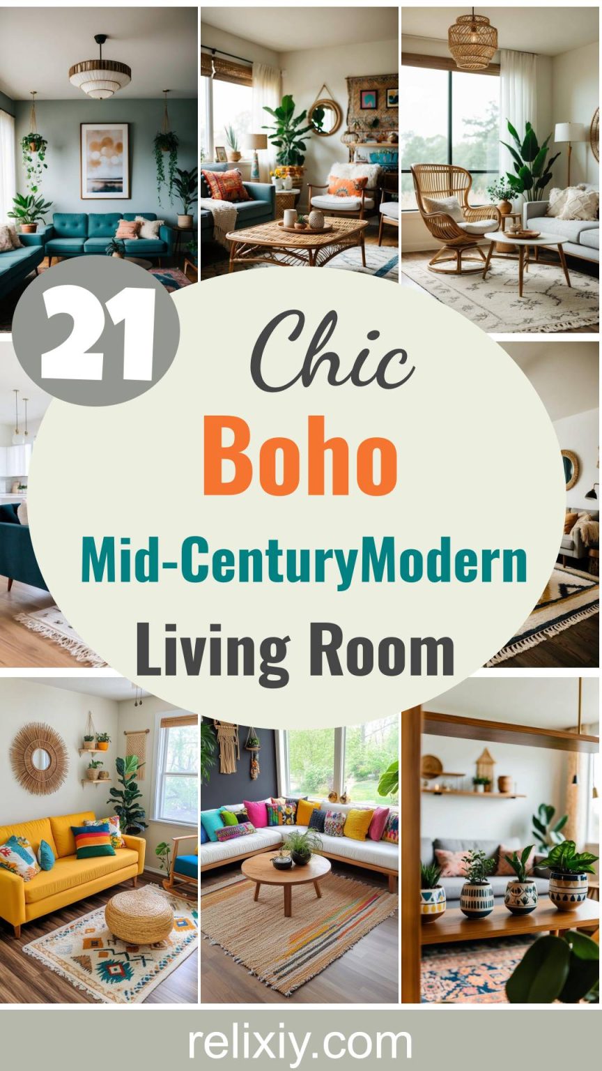 21 Chic Boho Mid-Century Modern Living Room Ideas | Relixiy